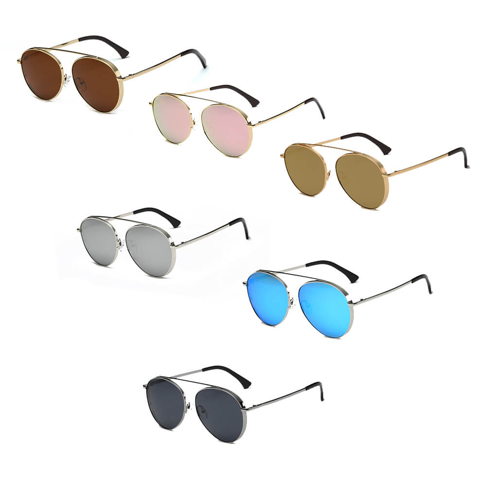 BETHEL | Retro Mirrored Lens Teardrop Aviator Sunglasses