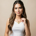 18K Gold Plated Twist Rope Chain Necklace with Gold Heart with Center Crystal